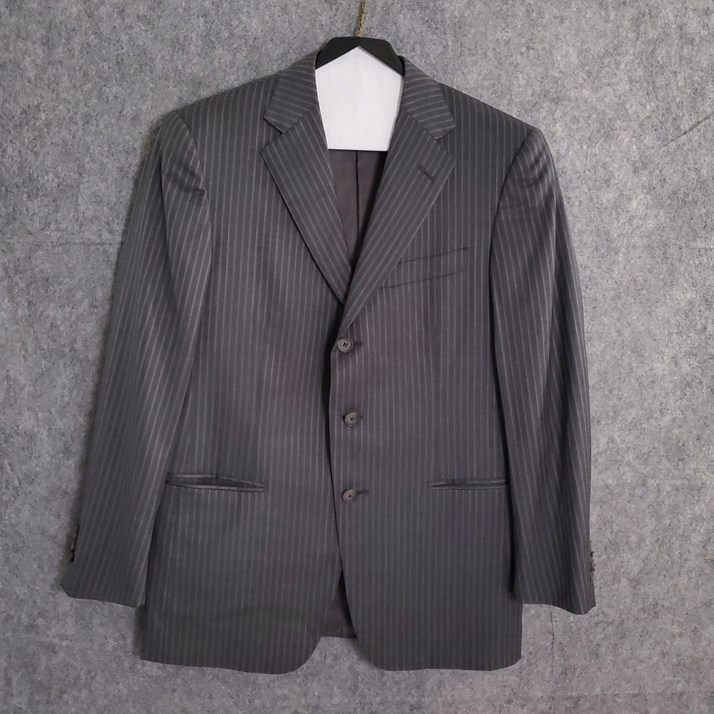 Ermengildo‎ Zegna Mens Silk Wool Gray Blazer Sports Coat Size 48R Roma 3 Button